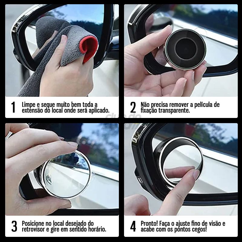 EasyVision™ 2.0 Espelho Convexo Auxiliar para Retrovisor Universal - 2 Pçs lojasaruna