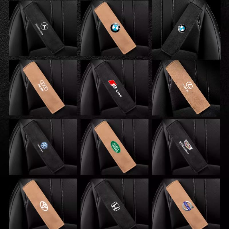 Cobertura do cinto de segurança em camurça de luxo (2 peças) lojasaruna